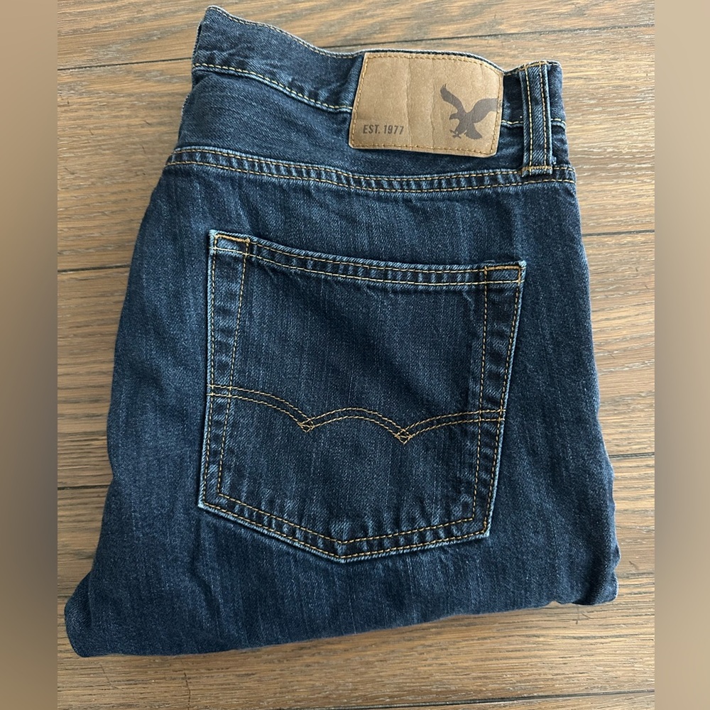 American Eagle Outfitters Dark Blue Original Straight Jeans Size 32x34 Like‎ New